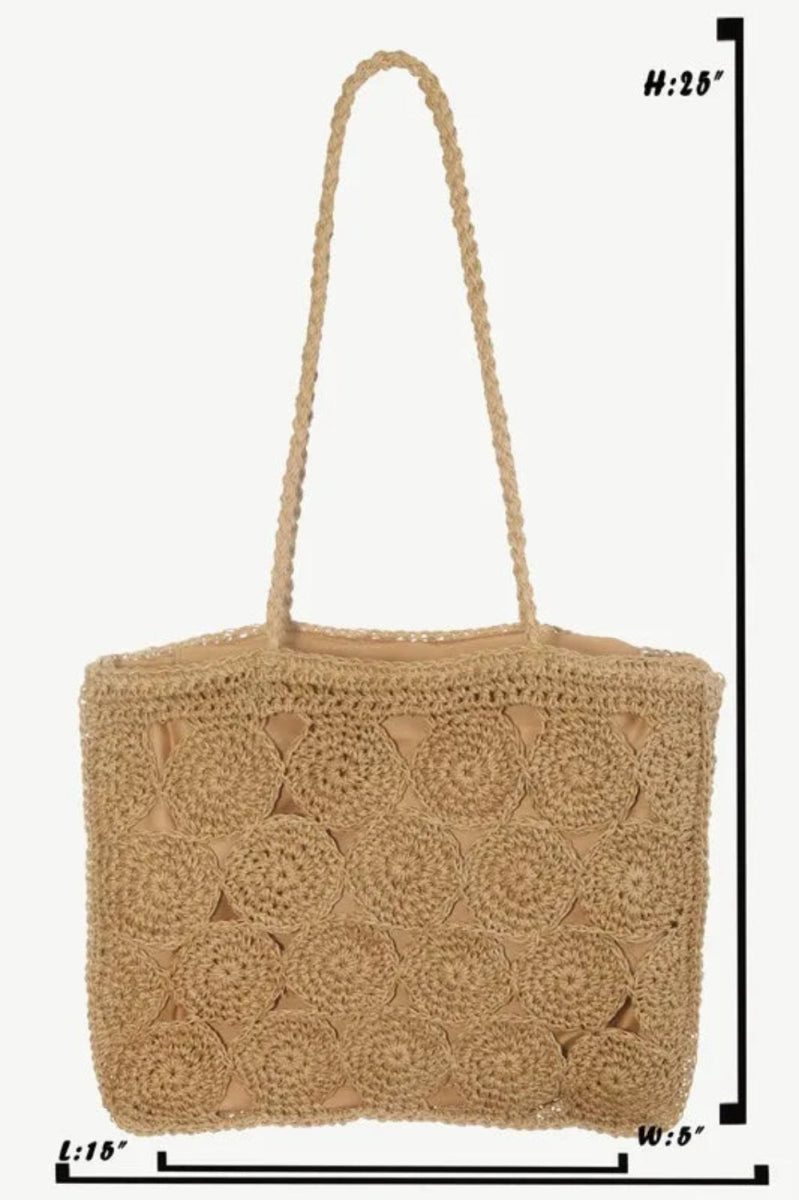 Square Braided Pattern Tote Bag - Lily Bloom
