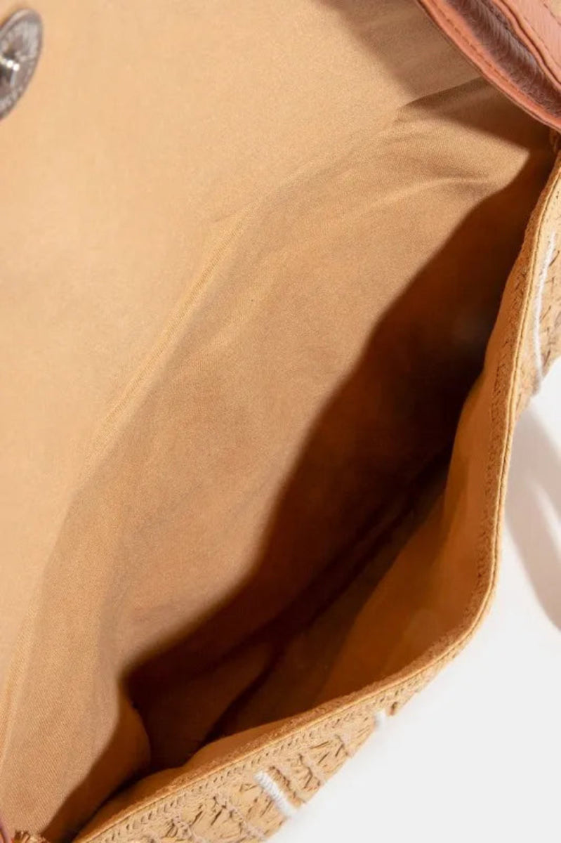 Stitch Detailed Straw Crossbody Bag - Lily Bloom