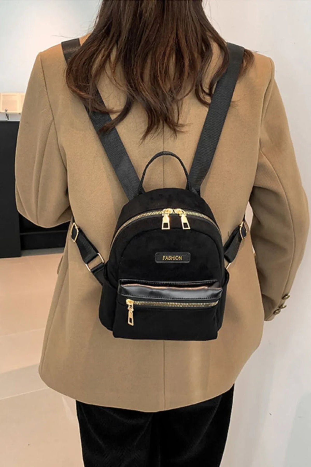 Suede Adjustable Strap Backpack Bag - Lily Bloom