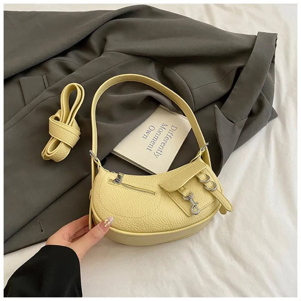 Textured Leather Shoulder Bag - Lily Bloom