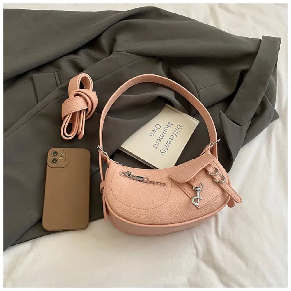 Textured Leather Shoulder Bag - Lily Bloom