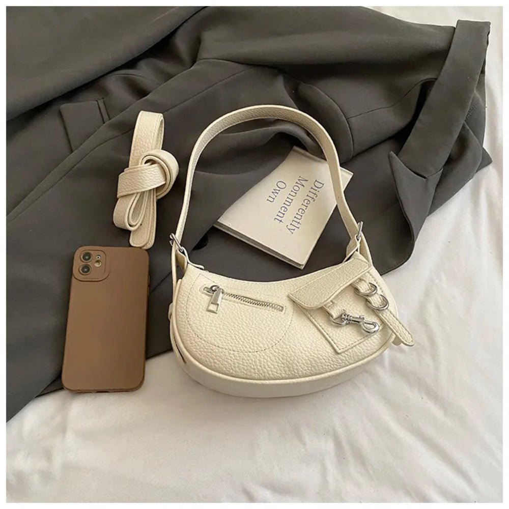 Textured Leather Shoulder Bag - Lily Bloom