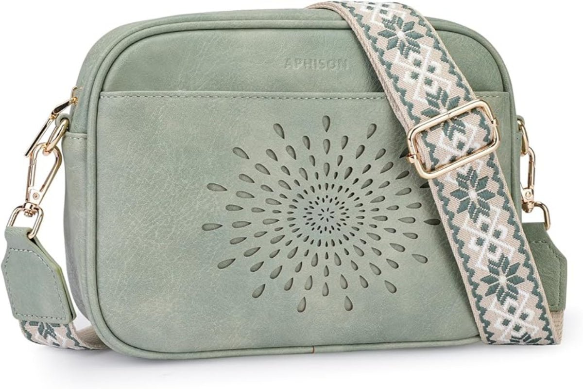 Trendy Vegan Leather Small Crossbody Purse Shoulder Handbag with Adjustable Strap - Lily Bloom