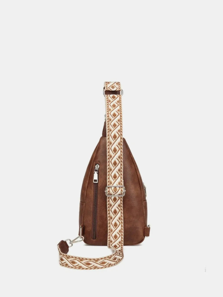 Vegan Leather Crossbody Bag with Two Detachable Strap - Lily Bloom