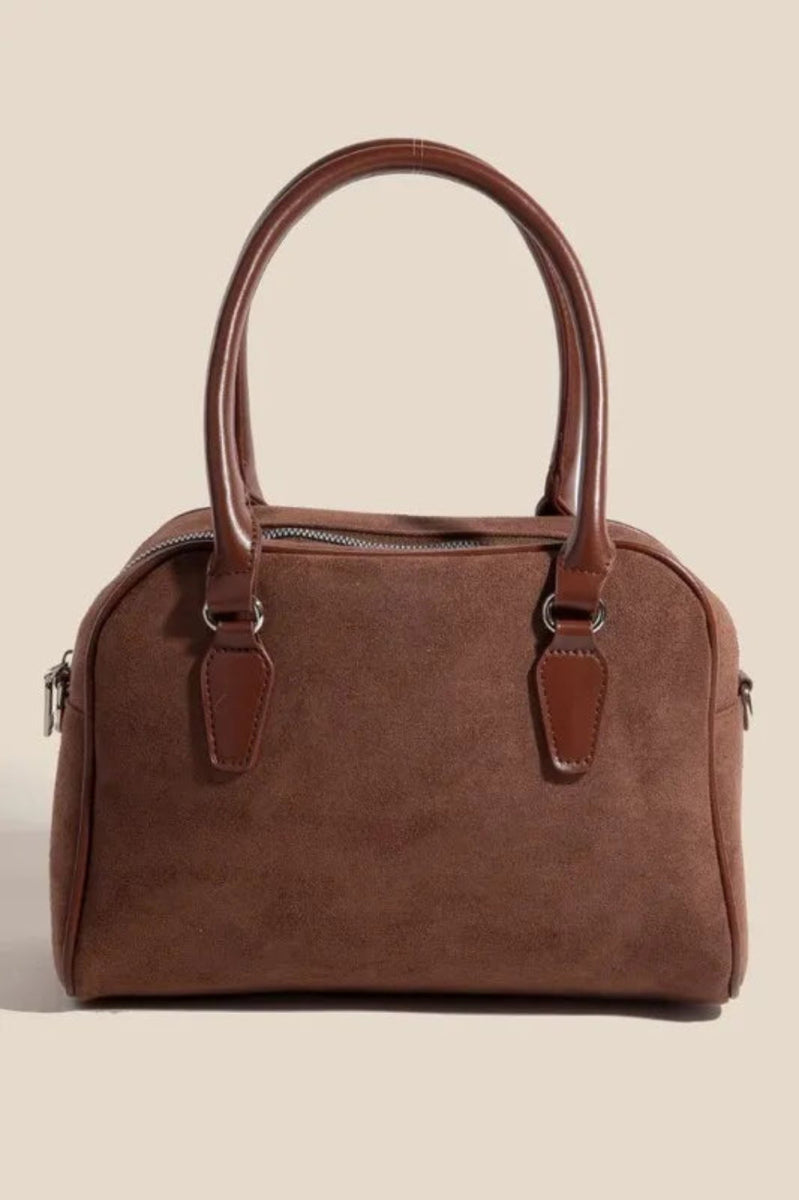 Vegan Leather Handle Boxy Handbag - Lily Bloom
