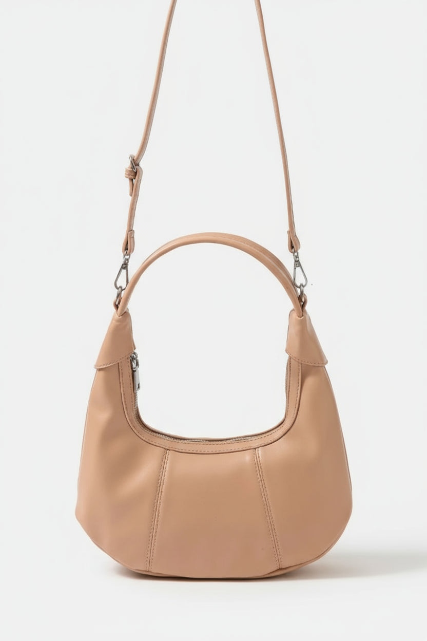 Vegan Leather Round Multi Panel Hand Bag - Lily Bloom