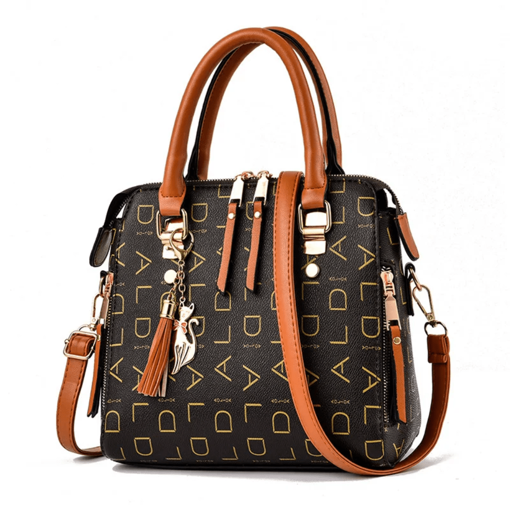 Vegan Leather Tassel Top - handle Bag Luxury Shoulder Bag - Lily Bloom