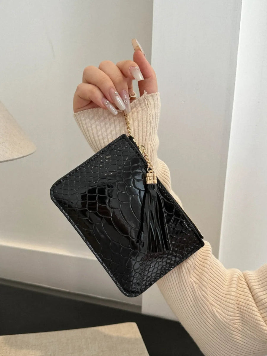 Vegan Leather Tassel Trim Card Case - Lily Bloom