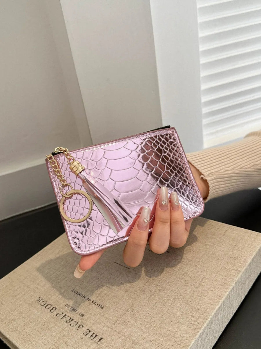 Vegan Leather Tassel Trim Card Case - Lily Bloom