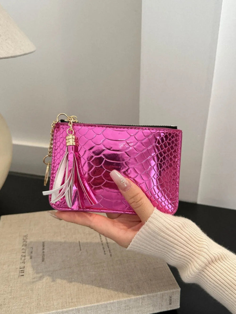 Vegan Leather Tassel Trim Card Case - Lily Bloom