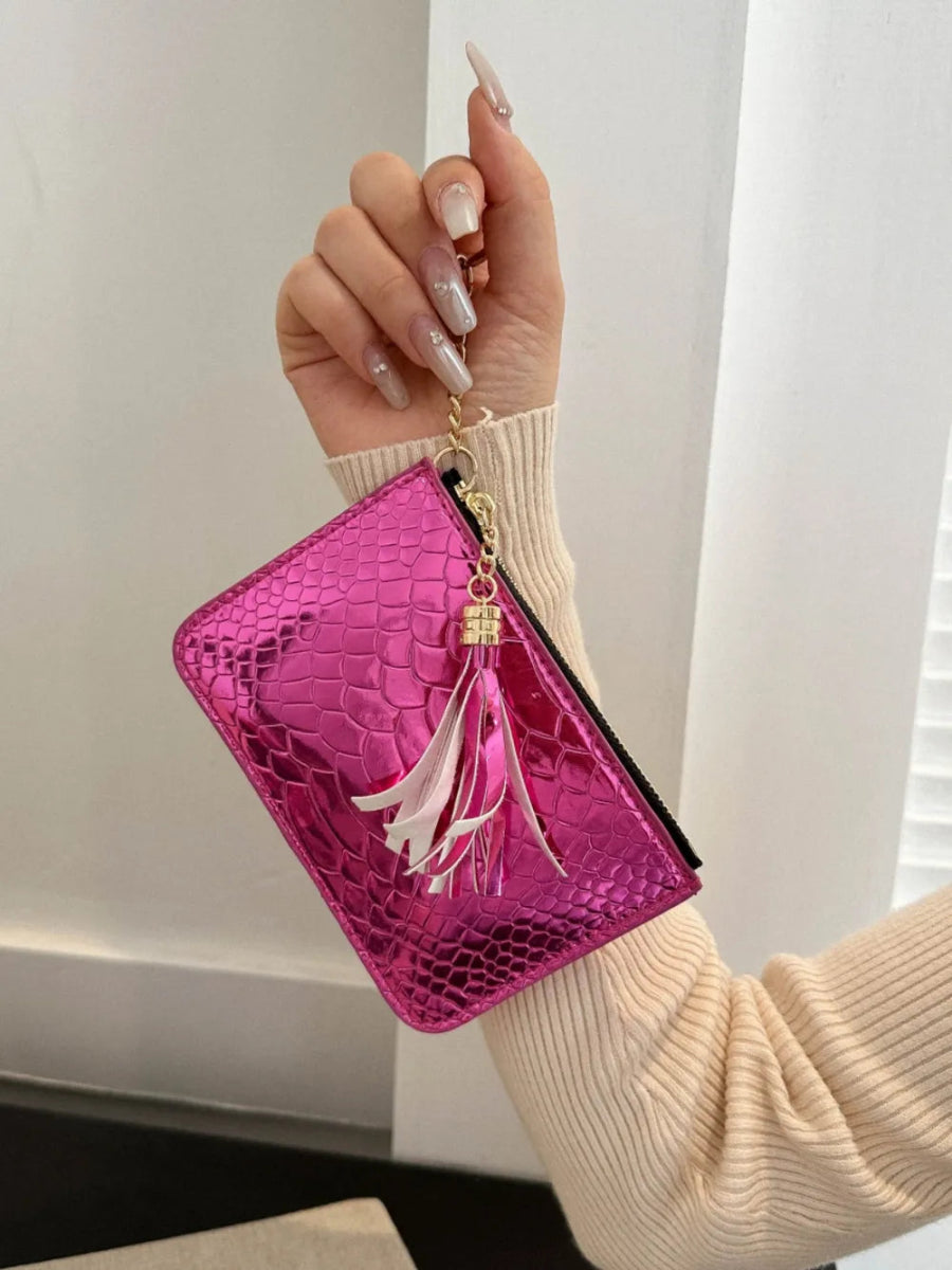 Vegan Leather Tassel Trim Card Case - Lily Bloom