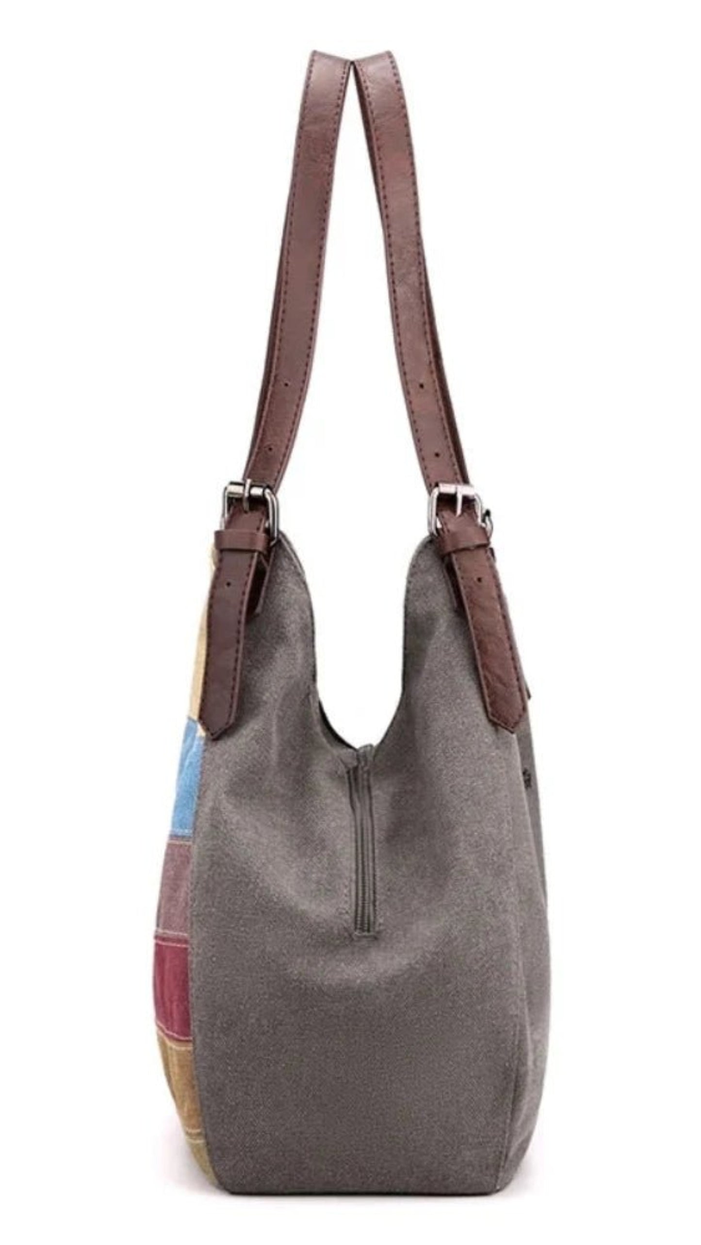 Women's Stripe Spliced Canvas Patchwork Handbag - Lily Bloom
