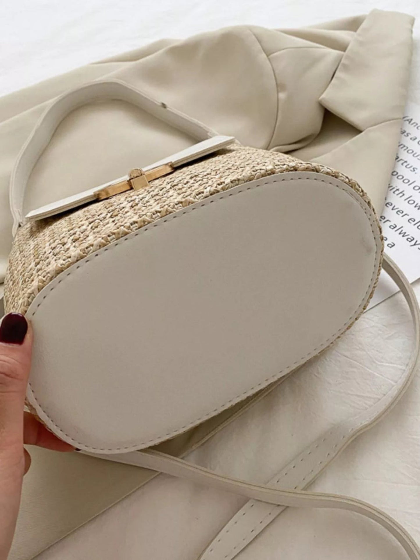 Natural Texture Woven Straw Crossbody Bag - Lily Bloom