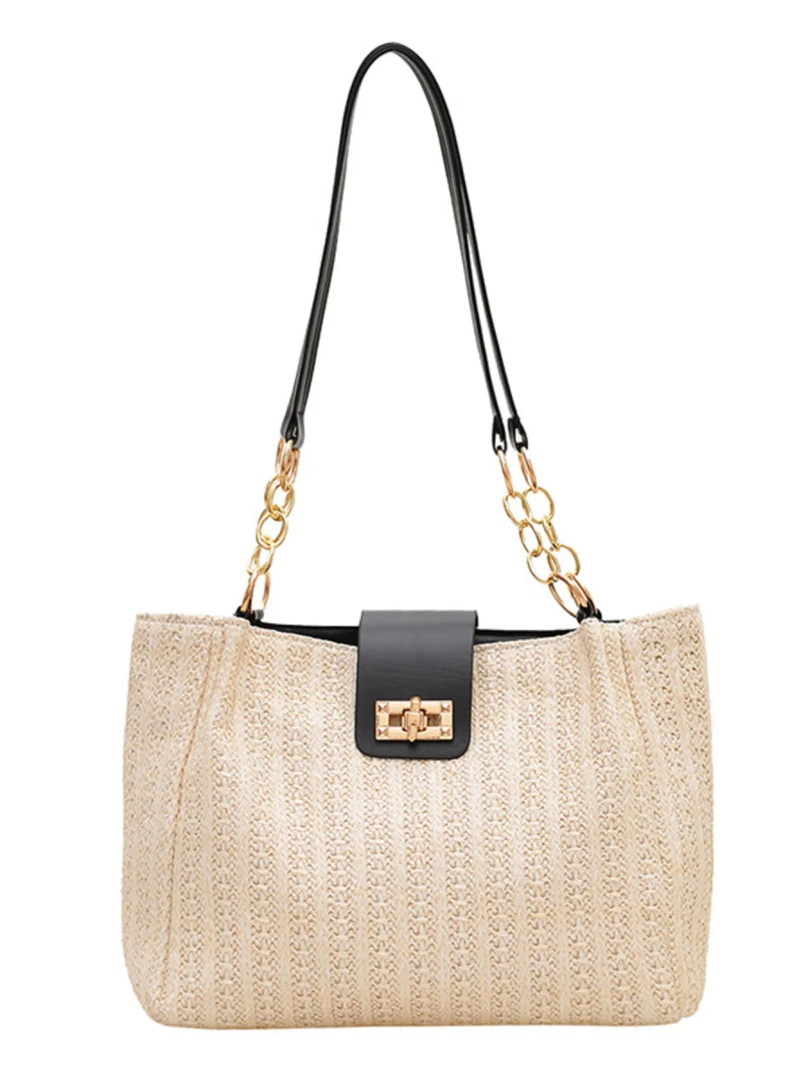 Woven Straw Shoulder Bag - Lily Bloom