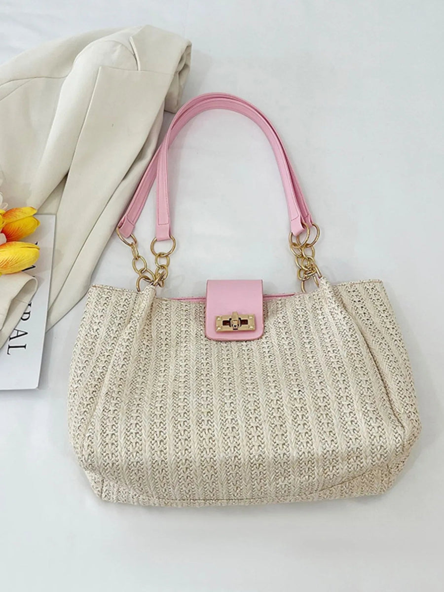 Woven Straw Shoulder Bag - Lily Bloom
