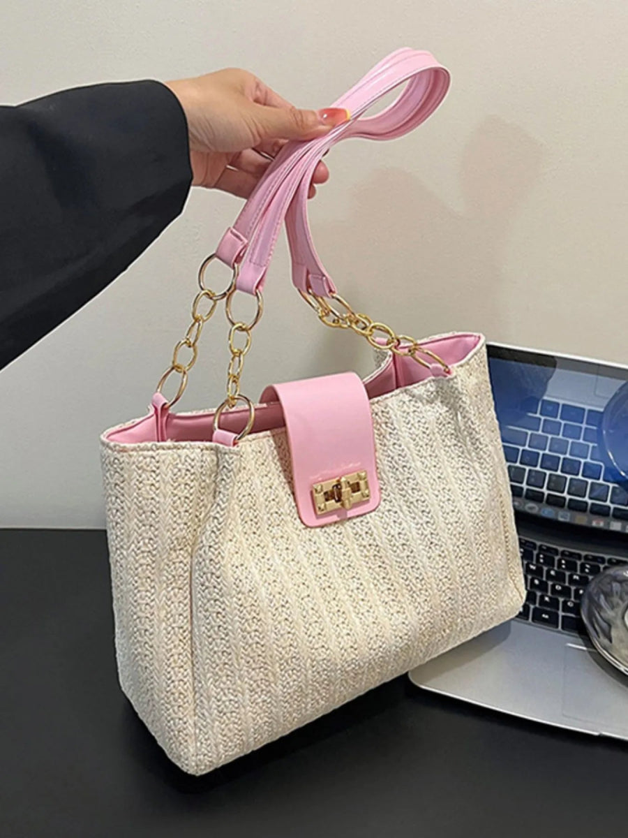 Woven Straw Shoulder Bag - Lily Bloom