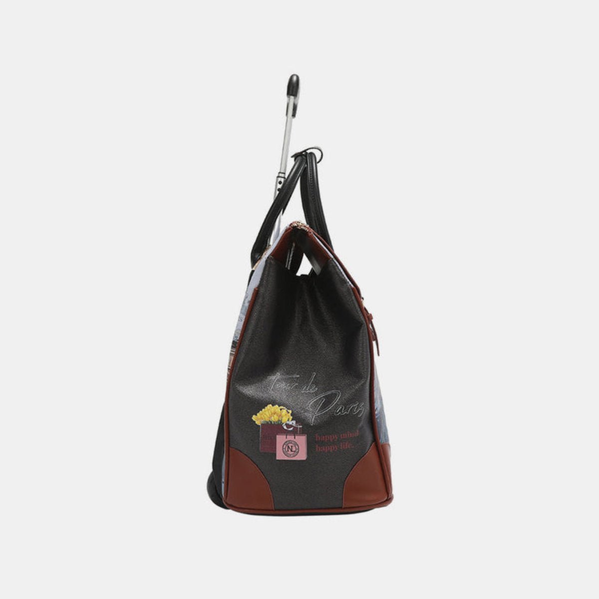 Zip Top Rolling Tote Bag - Lily Bloom