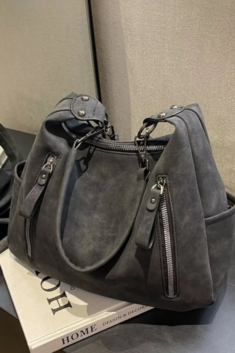 Zipper Details Adjustable Strap Crossbody Bag - Lily Bloom