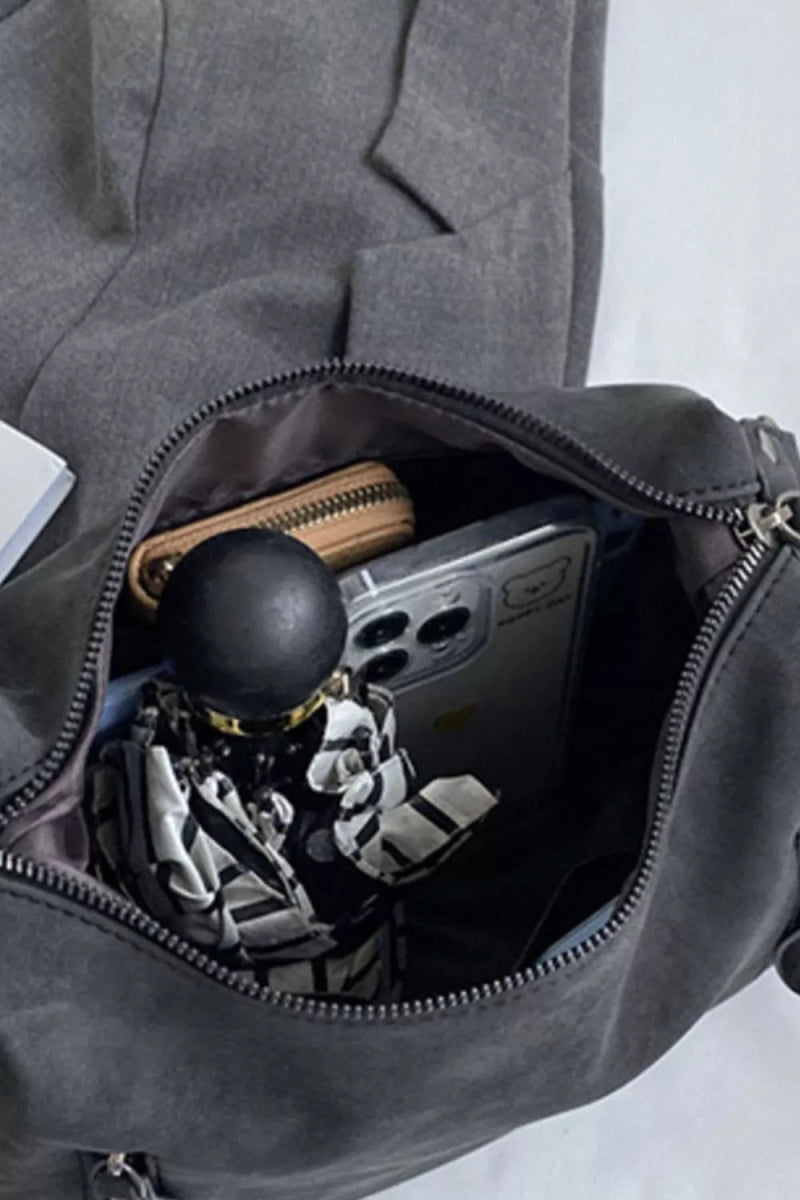 Zipper Details Adjustable Strap Crossbody Bag - Lily Bloom