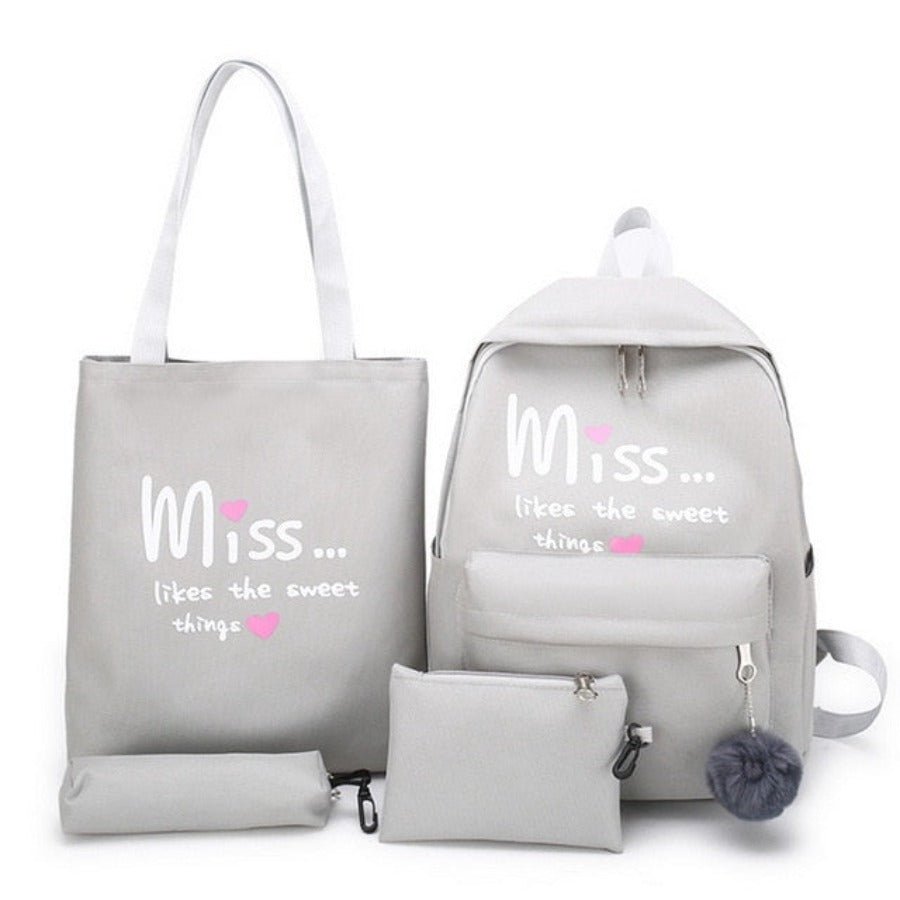4Pcs Set School Canvas Backpack - Lily Bloom