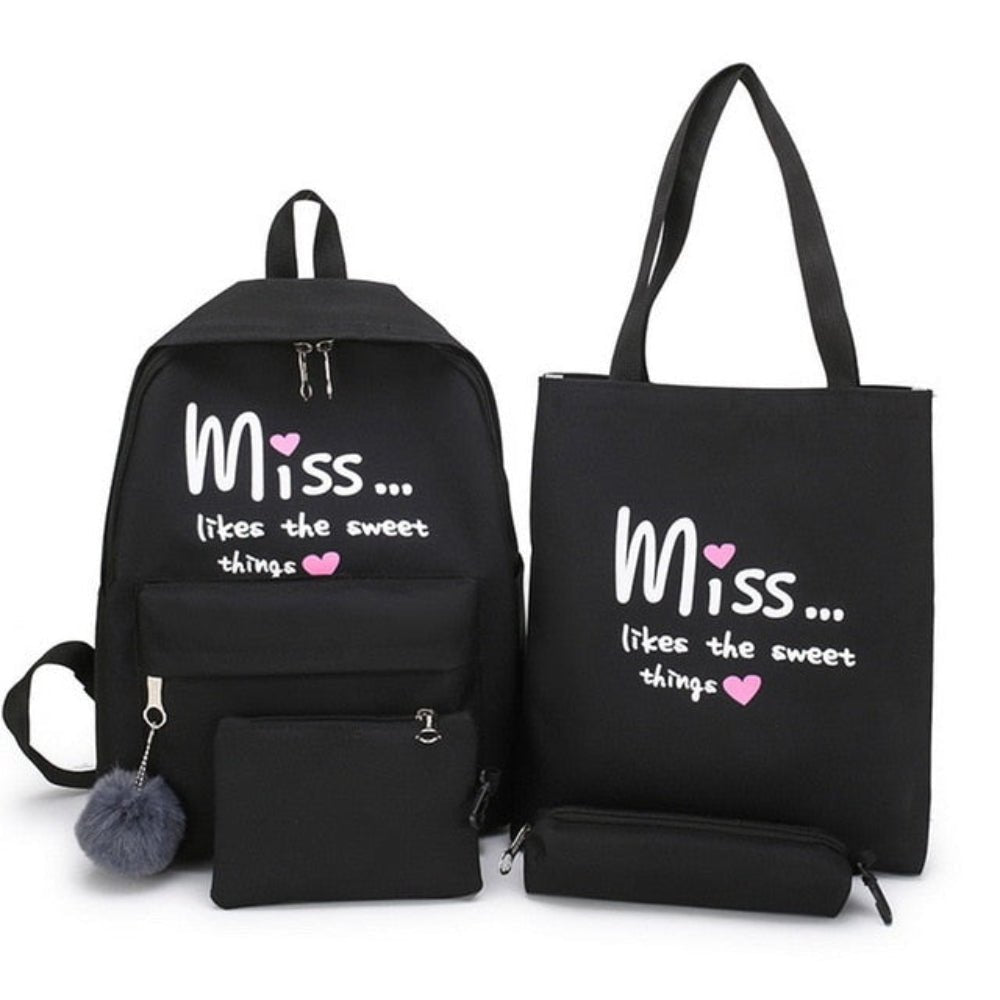4Pcs Set School Canvas Backpack - Lily Bloom