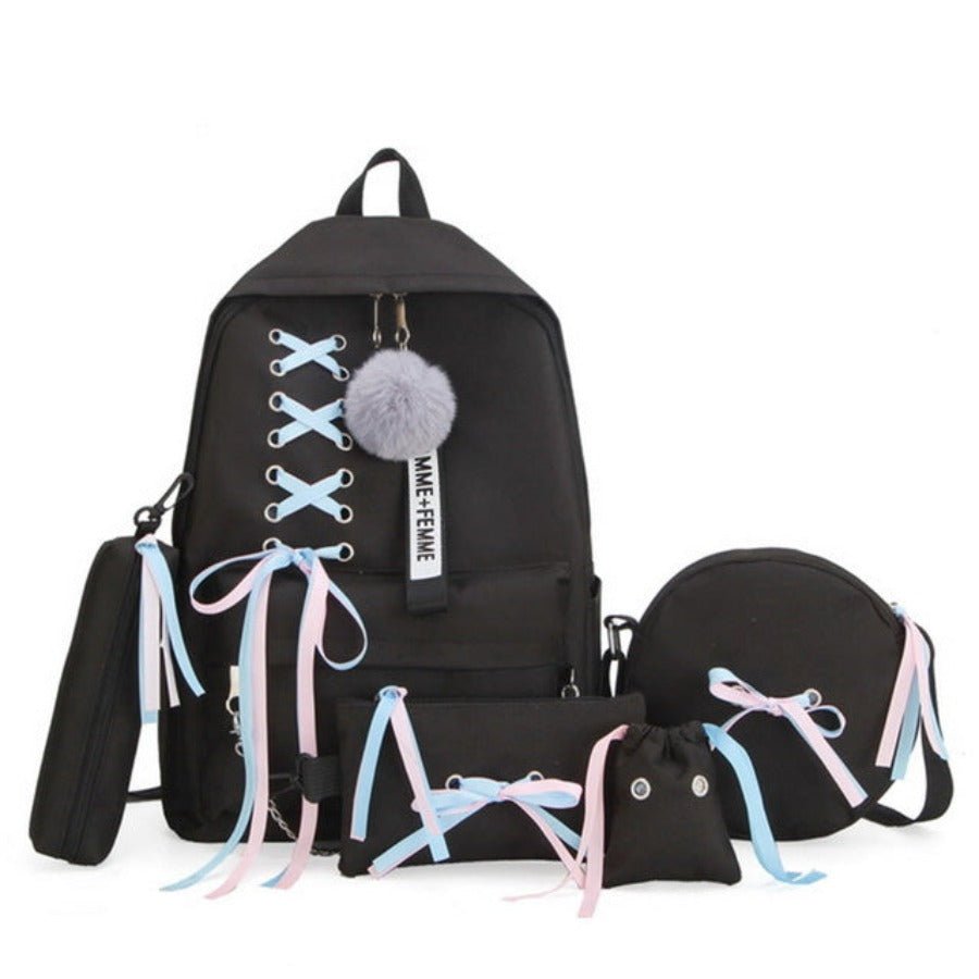 4Pcs Set School Canvas Backpack - Lily Bloom