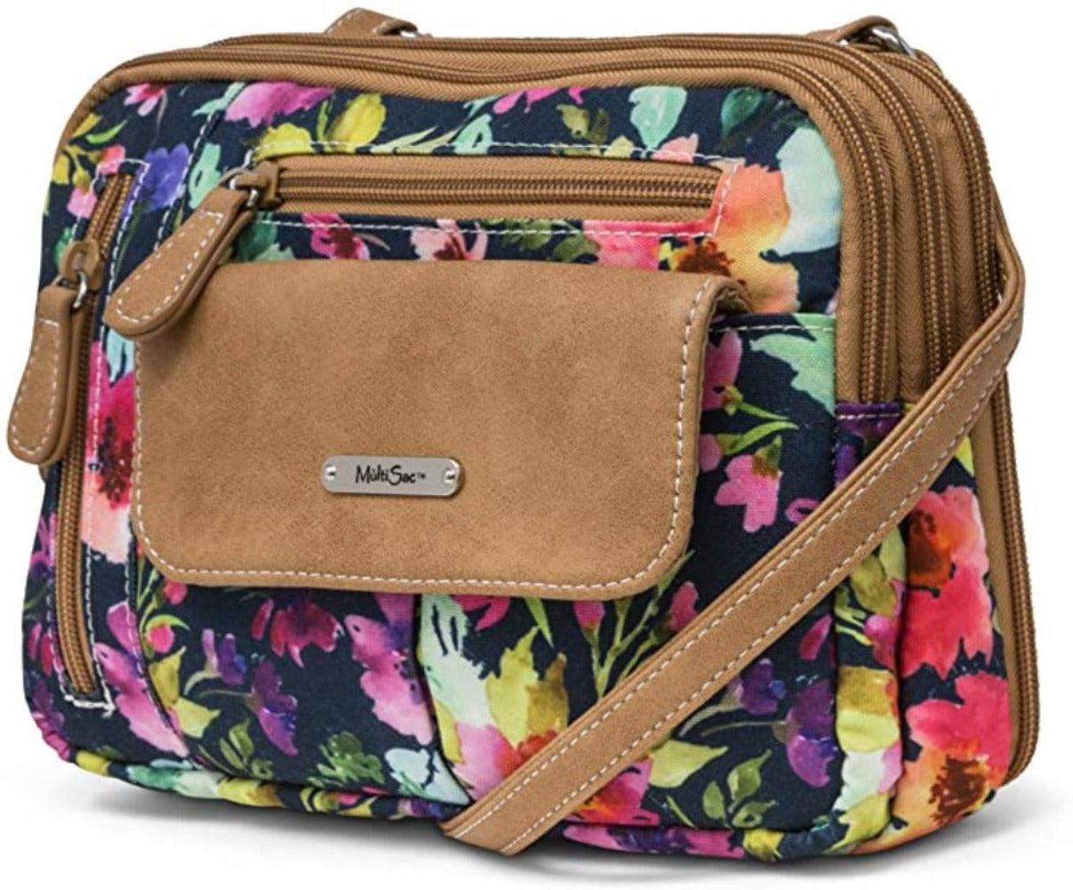 MultiSac Crossbody Purse And Wallet Shoulder Bag Floral Zipper Pockets