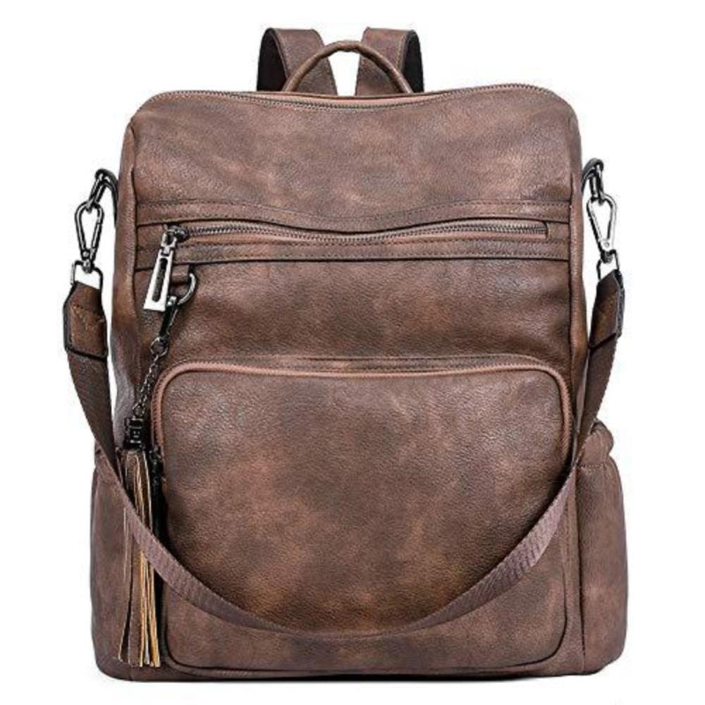 Backpack Purse Leather Designer Travel Large Shoulder Bag with Tassel - Lily Bloom Store