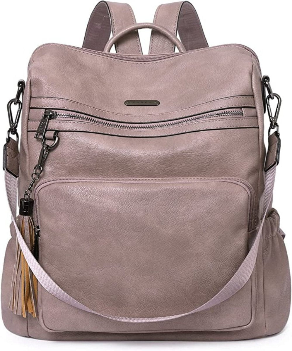 Backpack Purse Leather Designer Travel Large Shoulder Bag with Tassel - Lily Bloom Store
