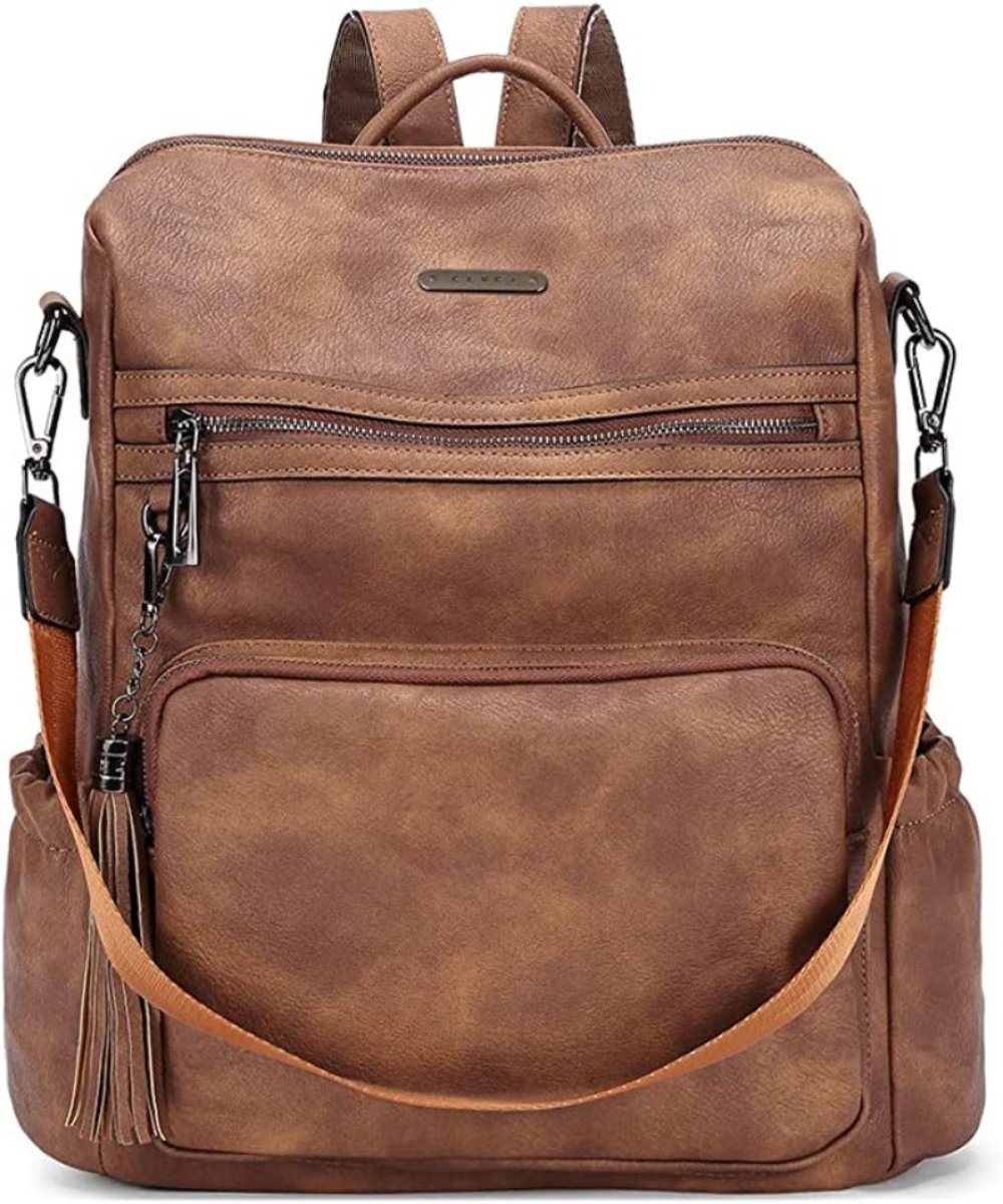 Backpack Purse Leather Designer Travel Large Shoulder Bag with Tassel - Lily Bloom Store
