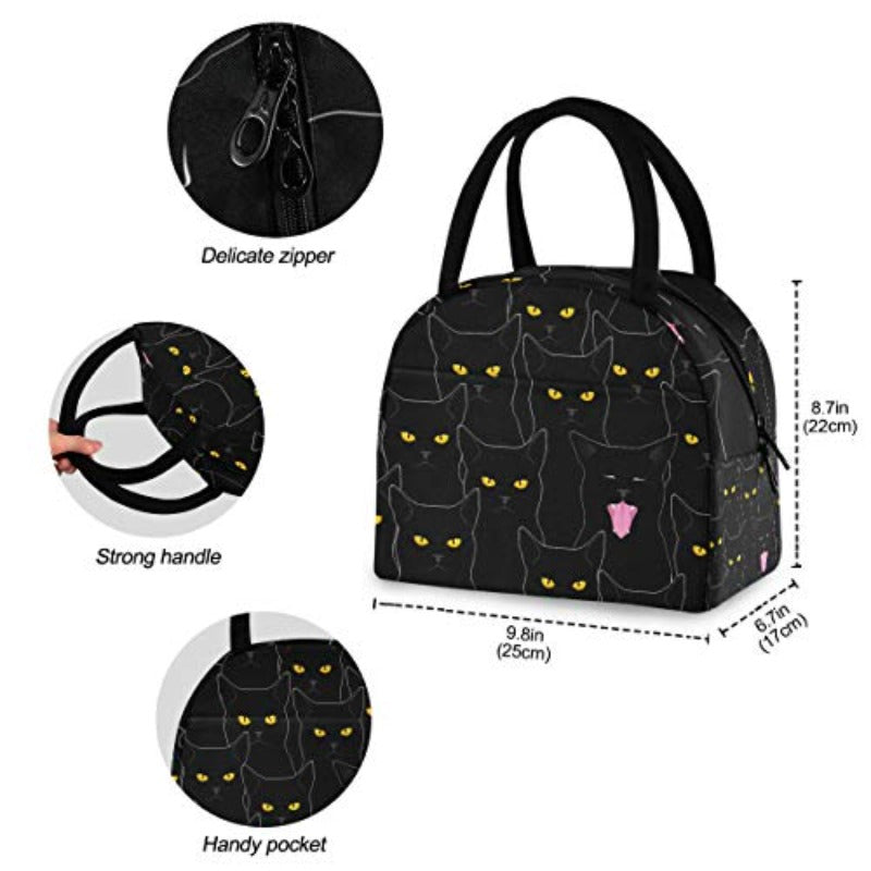Cat Cute Re-usable Tote Cooler Insulated Lunch Bag - Lily Bloom