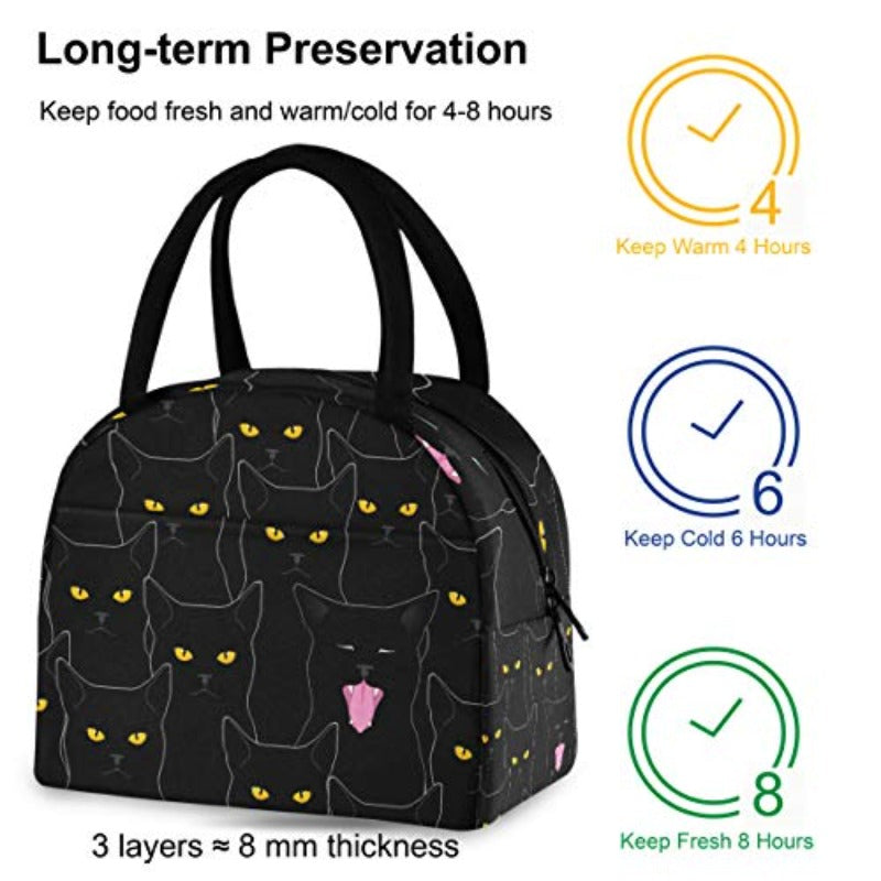 Cat Cute Re-usable Tote Cooler Insulated Lunch Bag - Lily Bloom