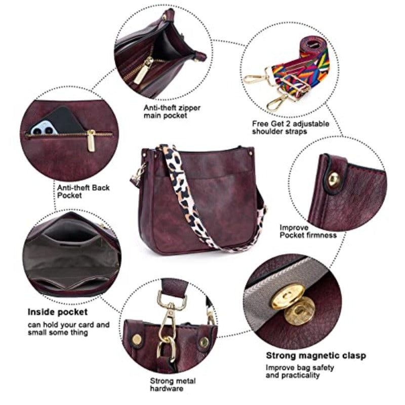 Crossbody Vegan Leather 2 Adjustable Leopard Shoulder Guitar Strap - Lily Bloom Store