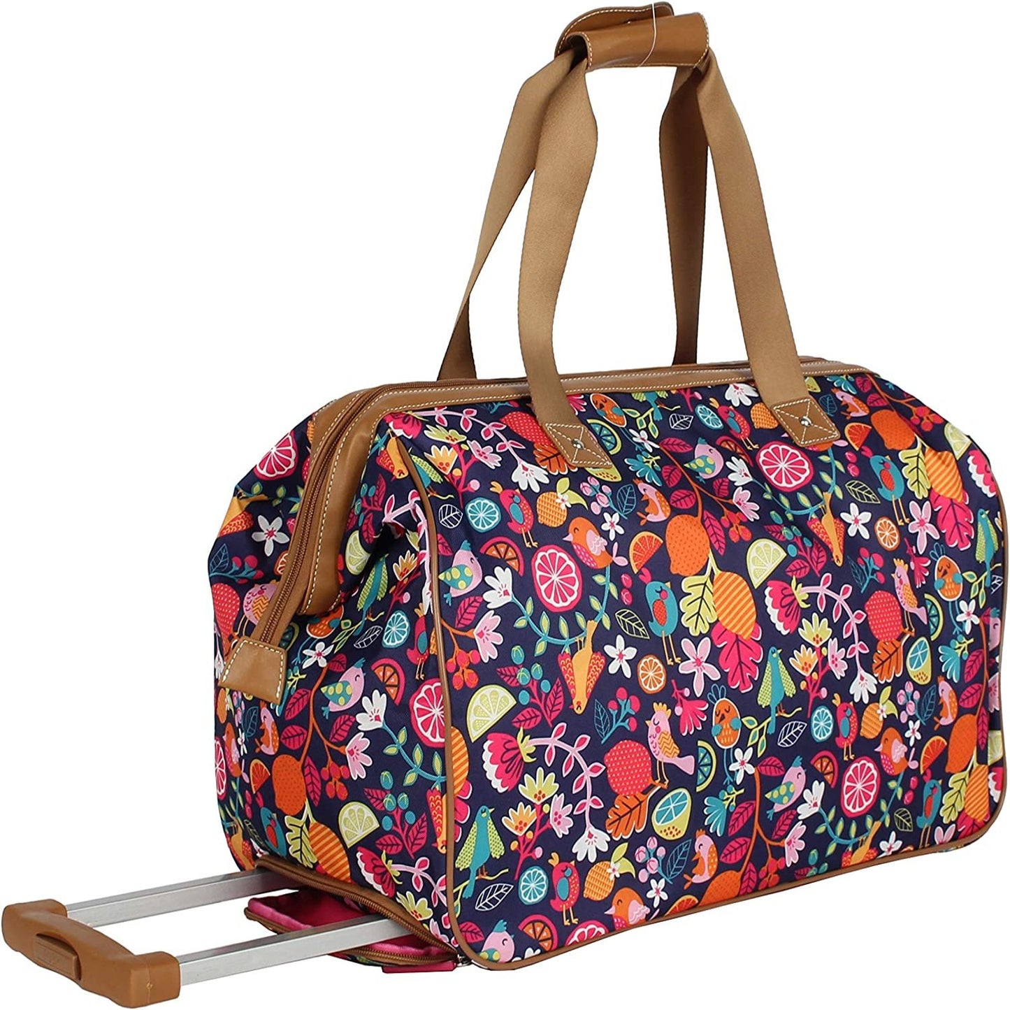Luggage Designer Pattern Suitcase Wheeled Duffel Carry On Bag 22in- Lily Bloom