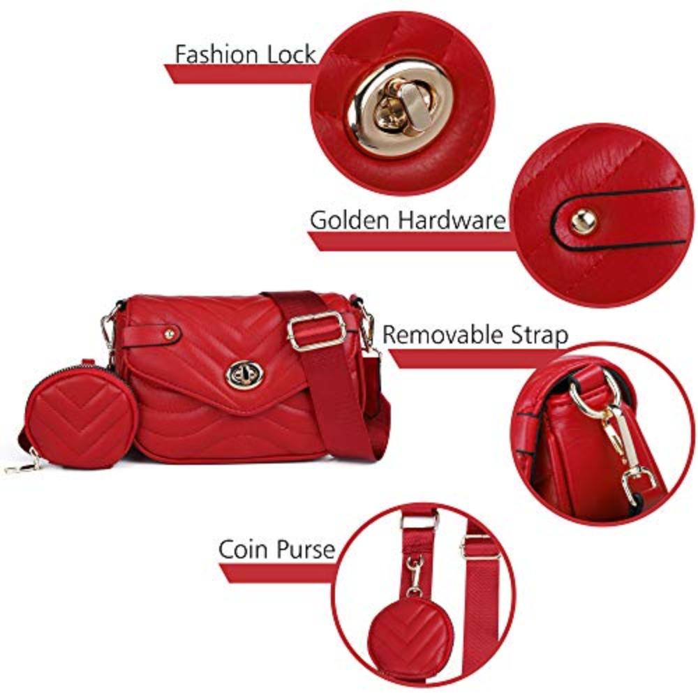 Small Quilted Crossbody Bag with Coin Purse Leather Clutch Purse Adjustable Shoulder Strap - Lily Bloom