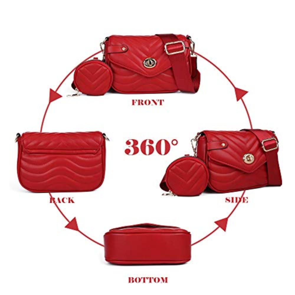 Small Quilted Crossbody Bag with Coin Purse Leather Clutch Purse Adjustable Shoulder Strap - Lily Bloom