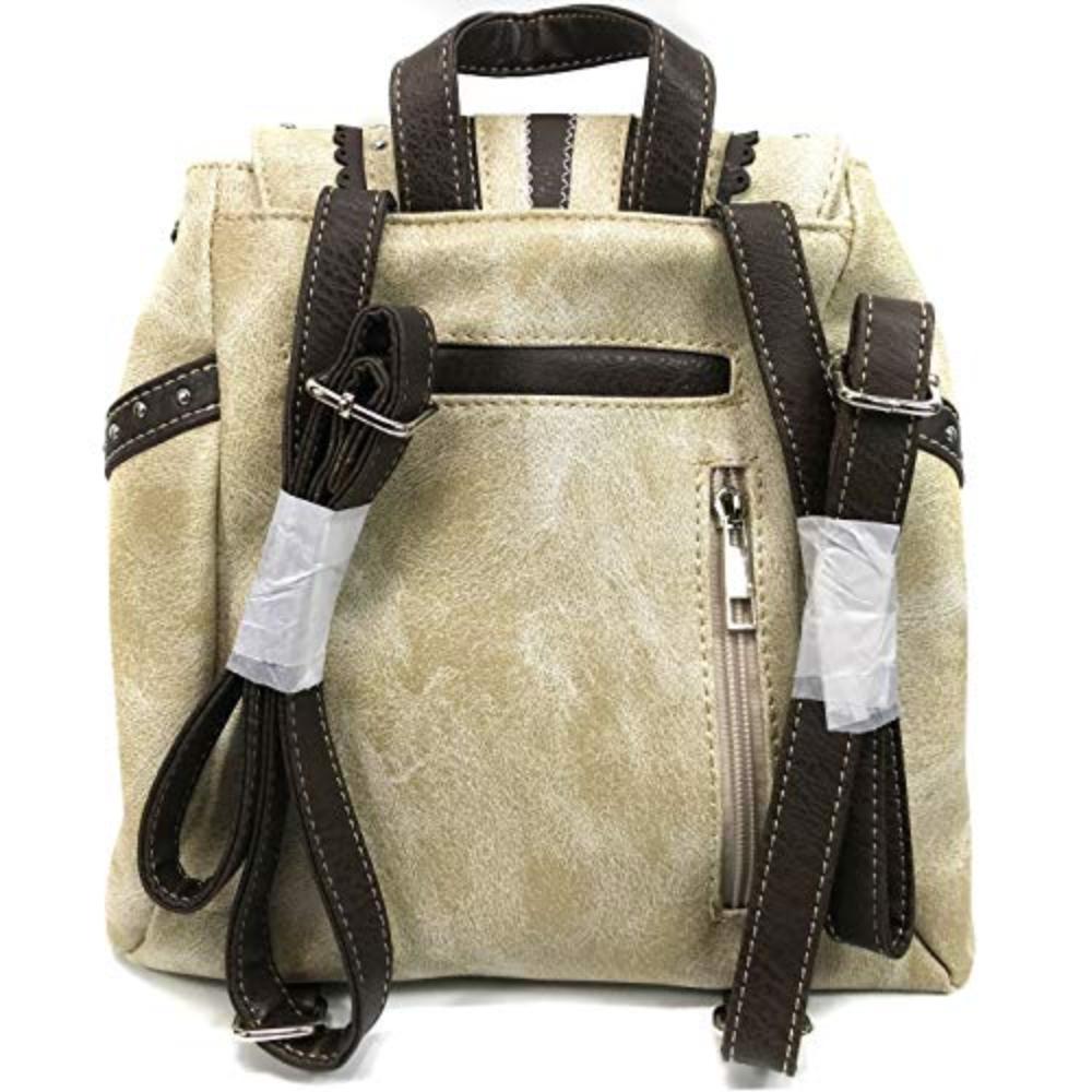 Western Buckle Drawstring Conceal Carry Backpack Floral Embroidery - Lily Bloom