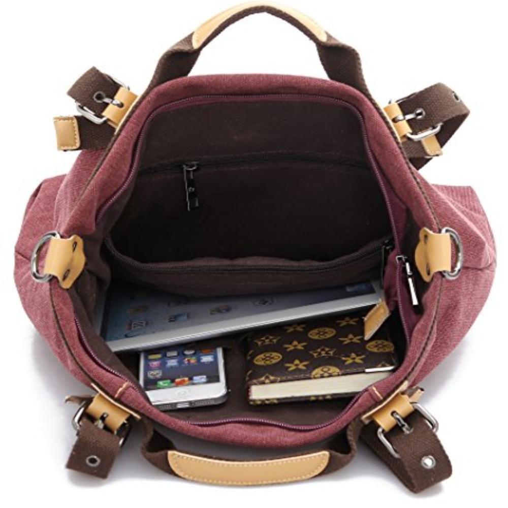 Women Shoulder Hobo Canvas Top Handle Tote Crossbody Handbag - Lily Bloom
