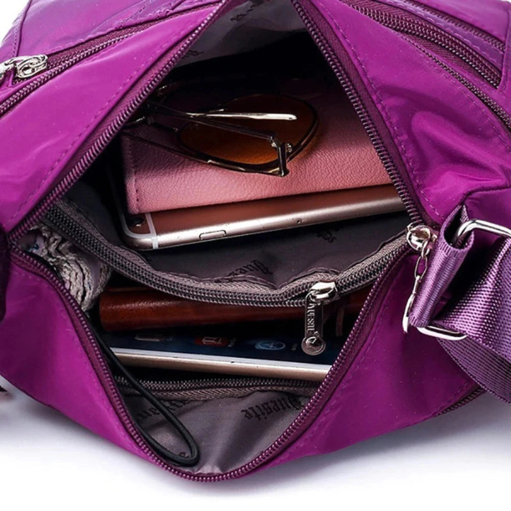 Women's Shoulder Lightweight Crossbody Multiple Pockets Messenger Bag - Lily Bloom