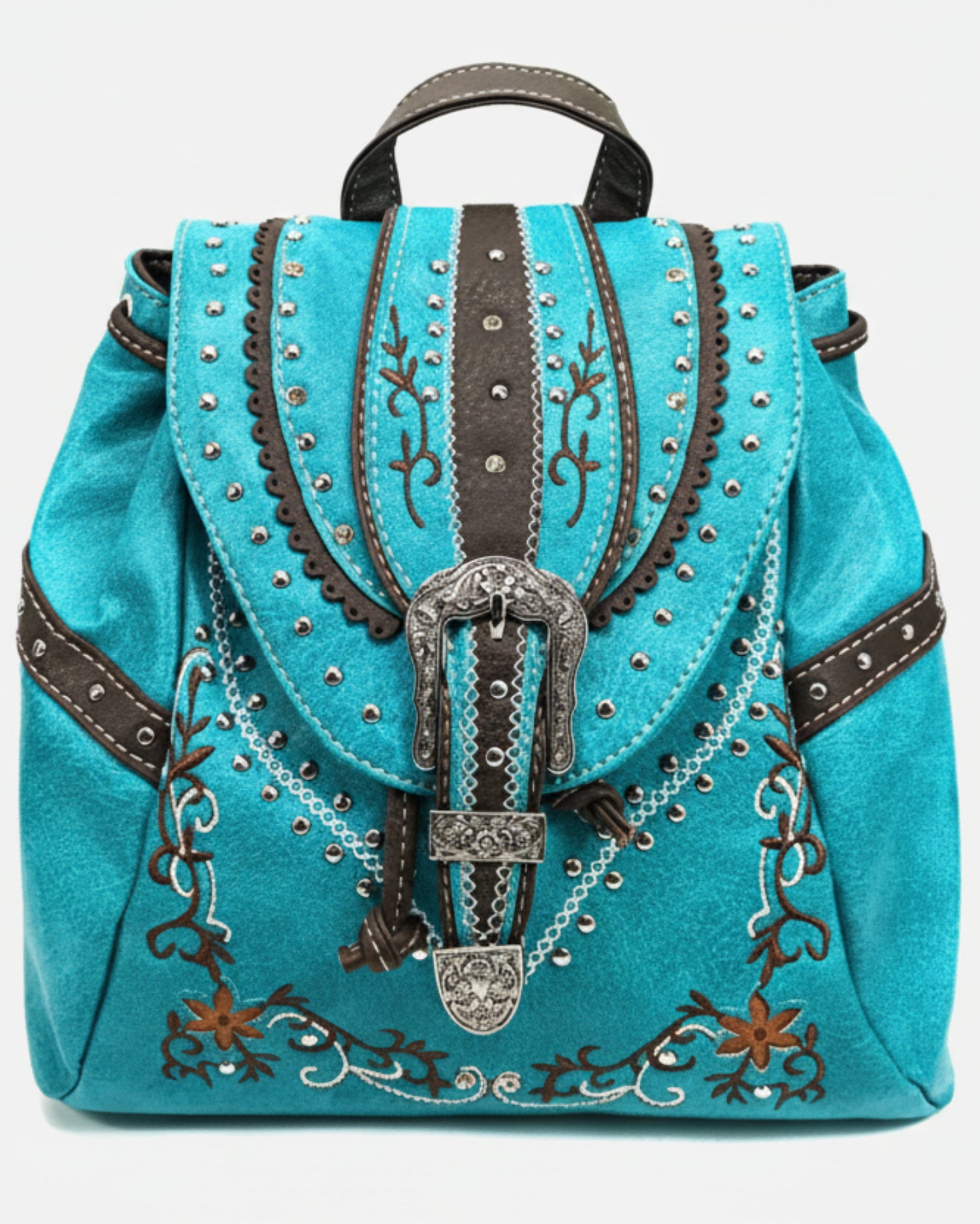 buckle mini backpack Buckle Drawstring Conceal Carry Mini Backpack with Floral Embroidery