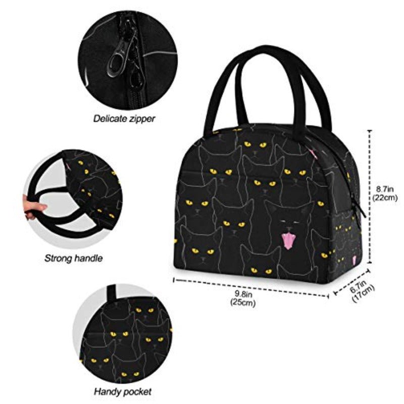 Cat Cute Re - usable Tote Cooler Insulated Lunch Bag - Lily Bloom