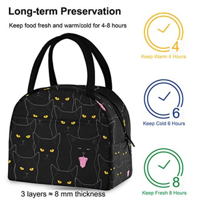 Cat Cute Re - usable Tote Cooler Insulated Lunch Bag - Lily Bloom