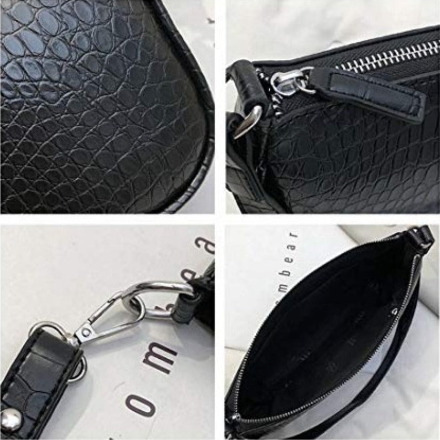 Classic Crocodile Pattern Clutch Shoulder Bag with Zipper Closure - Lily Bloom