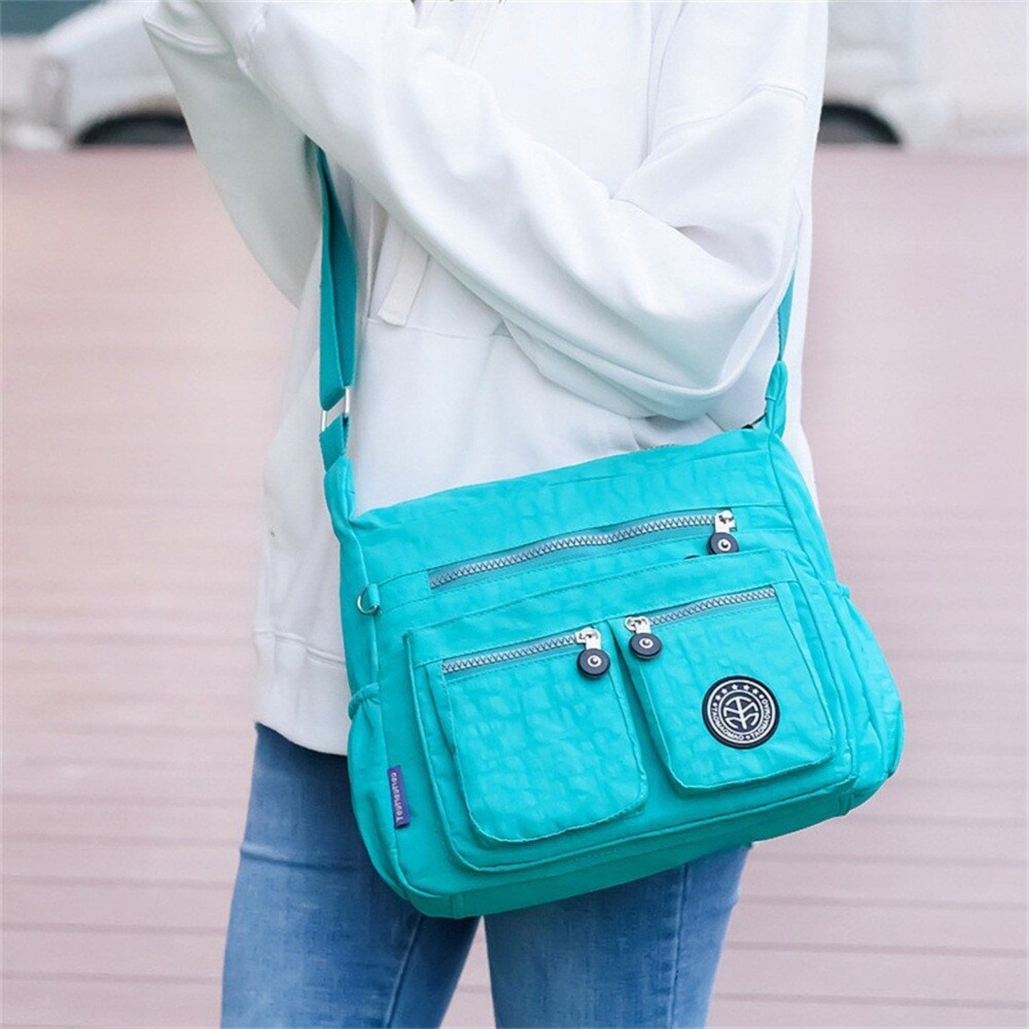 Fashionable Nylon Shoulder Bag with Multiple Pockets - Lily Bloom