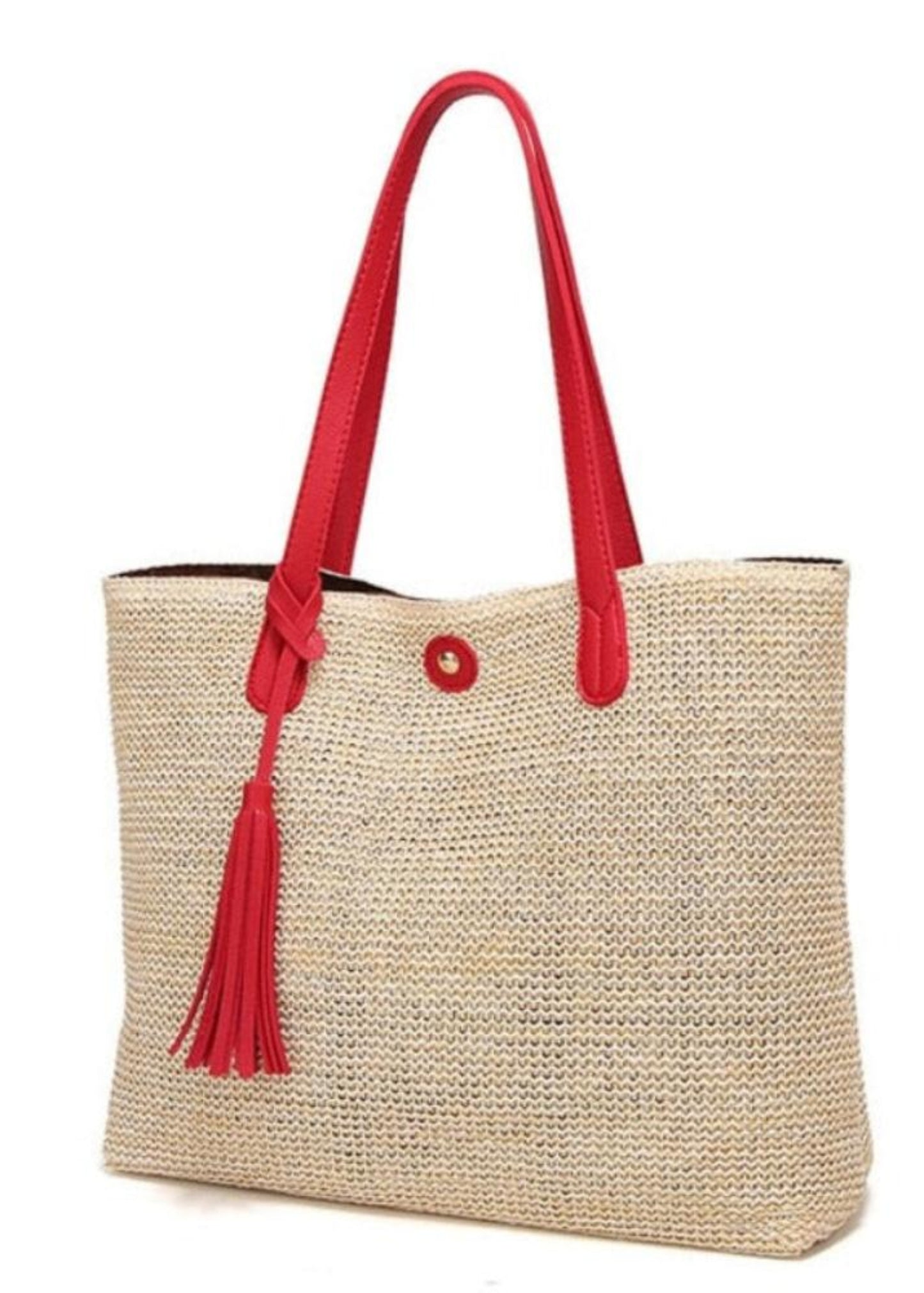 Large Capacity Soft Straw Tote Shoulder Bag - Lily Bloom