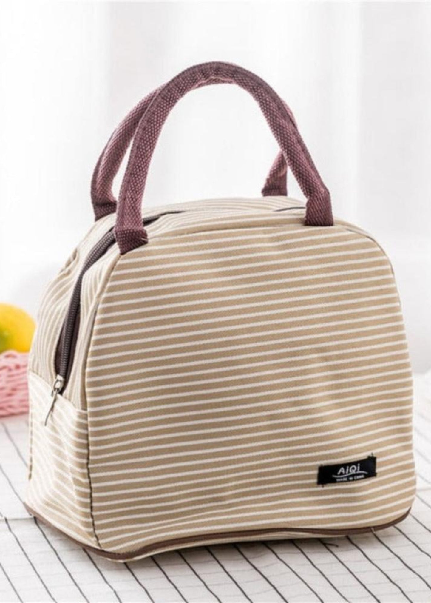 Portable Canvas Insulated Lunch Box Bag - Lily Bloom