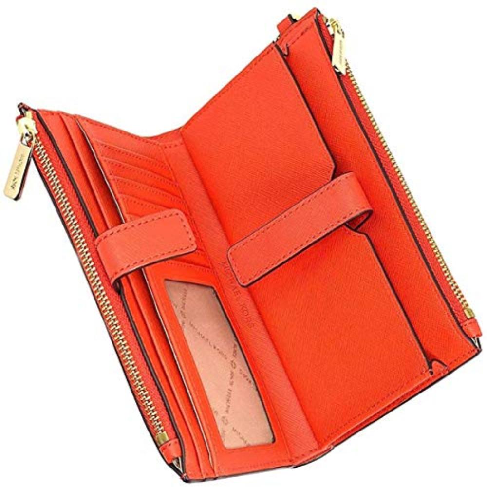 Travel Double Zip Saffiano Leather Wrist - let Wallet - Lily Bloom