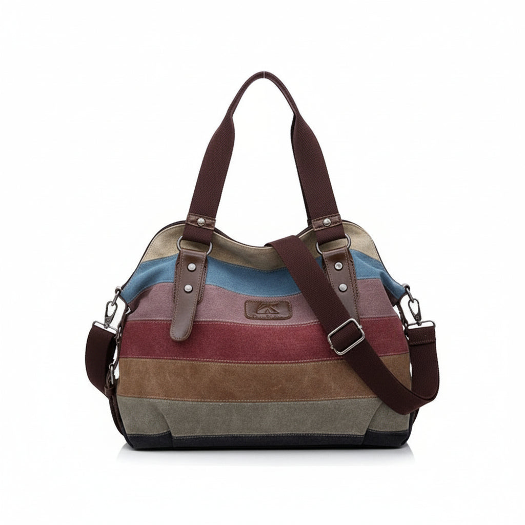 Women's Canvas Multi-Color Satchel Tote Travel Bag Lily Bloom