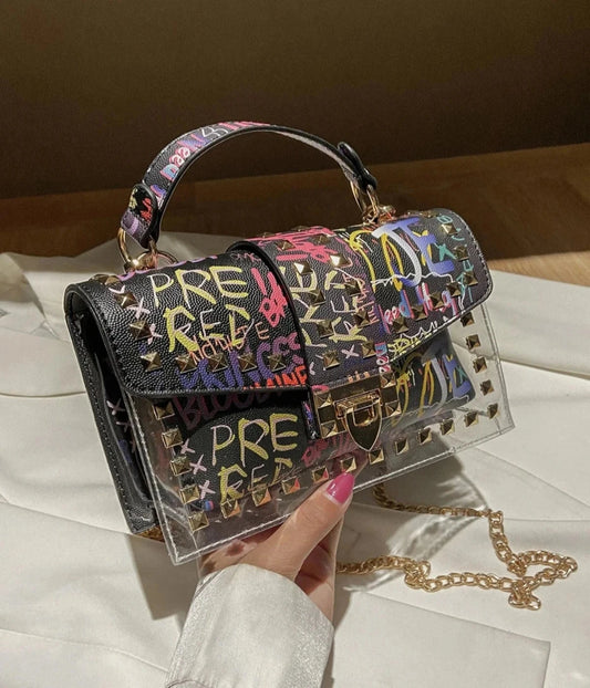 Graffiti Decor Flap Square Bag - Lily Bloom Store