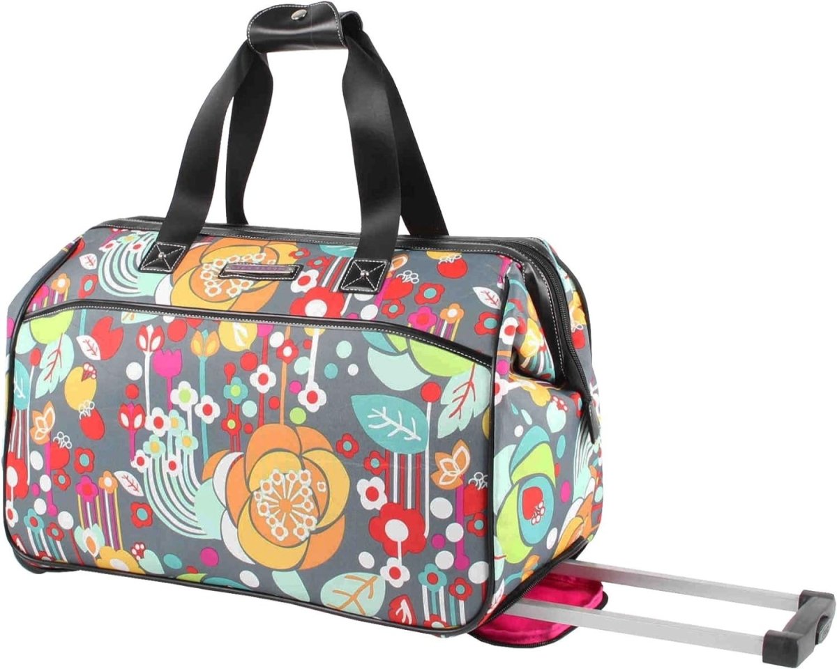22 in Luggage Designer Pattern Suitcase Wheeled Duffel Carry On Bag - Lily Bloom